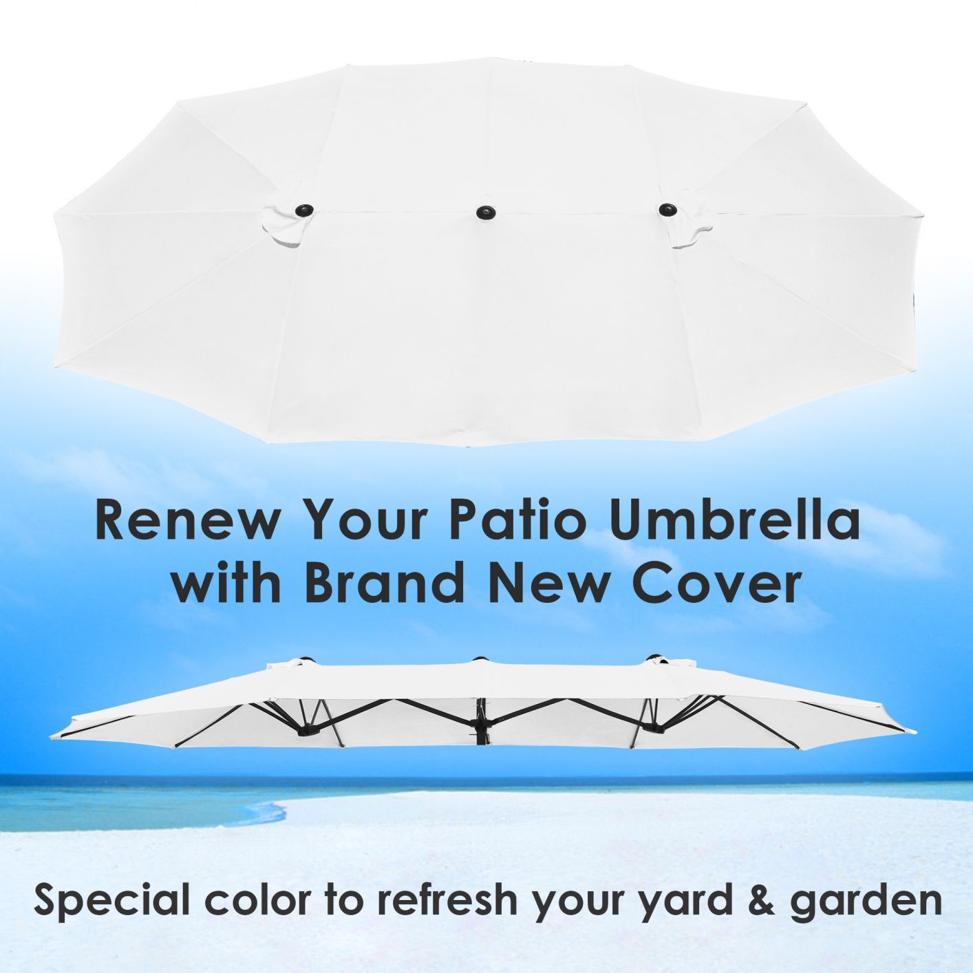 14 Ft Double Sided Umbrella Replacement Canopy Table Top Outdoor Beach Pool White - Trend Times Toy Stores