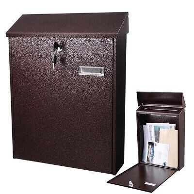 16" Steel Locking Mail Box Wall Mount Large Newspaper Letterbox w/ Door & 2 - Trend Times Toy Stores