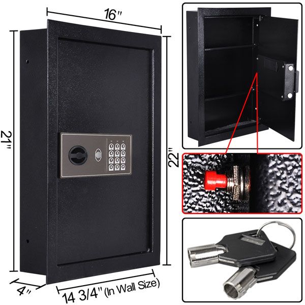 16x4x22 in Home Security Electronic Digital Wall Safe Black - Trend Times Toy Stores