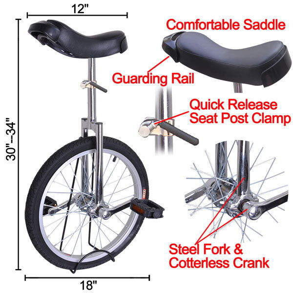 18 inch Wheel Unicycle Chrome - Trend Times Toy Stores