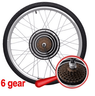 250 Watt 6 Gear Electric Bicycle Conversion Kit Rear Wheel Hub Motor