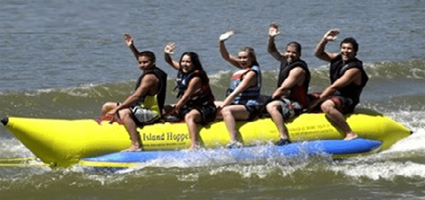 5 Person Yellow Banana Boat Inflatable Raft Measures 17 Feet Long