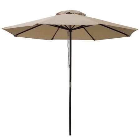 9 Foot Patio Furniture Wood Market Umbrella Tan