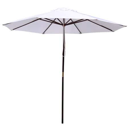 9 Foot Patio Furniture Wood Market Umbrella White