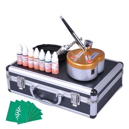 Dual Airbrush Kit Air Compressor Stencil Ink Filter Set