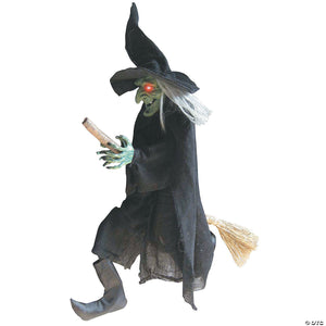 hanging witch on a broom halloween decoration~ss87258