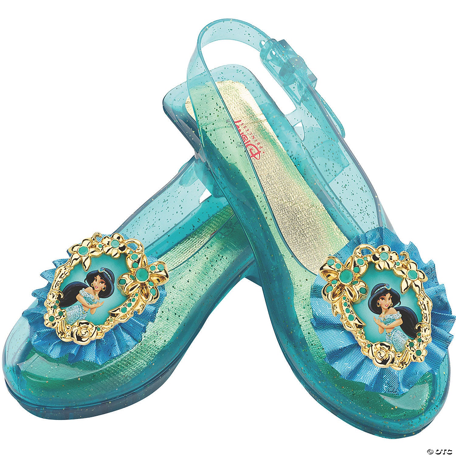 kids disney s aladdin jasmine green sparkle jelly shoes~dg59288