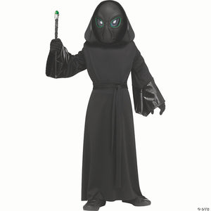 kids black polyester robe with electro luminescent mask alien costume~fw136412m