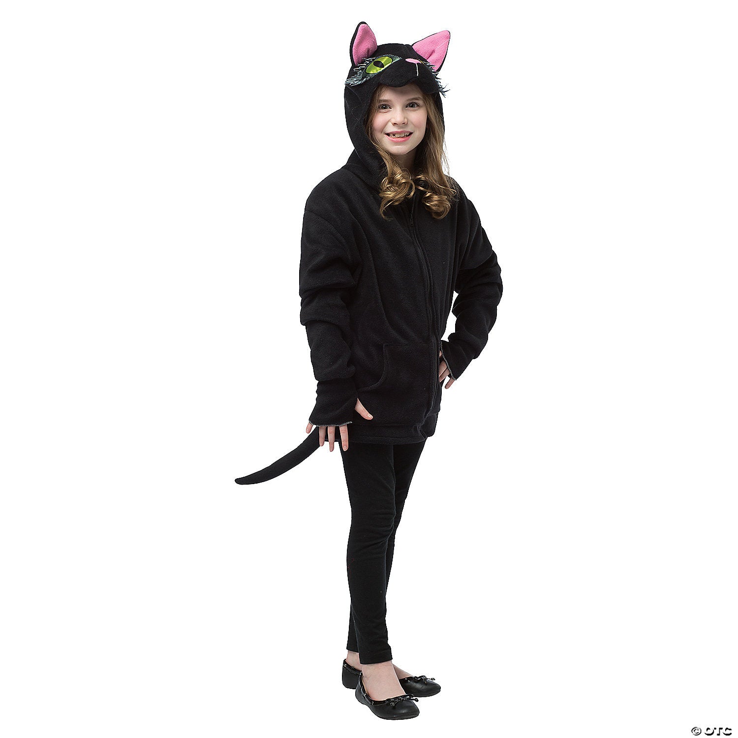 girl s black cat hoodie& 160 teen 13 16~gc160201316