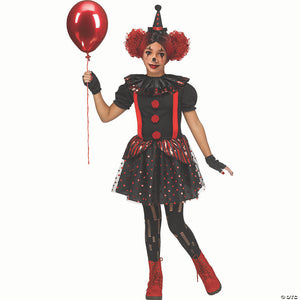 girl& 8217 s black & red chrome polyester clown costume   extra large 14 16~fw127042xl