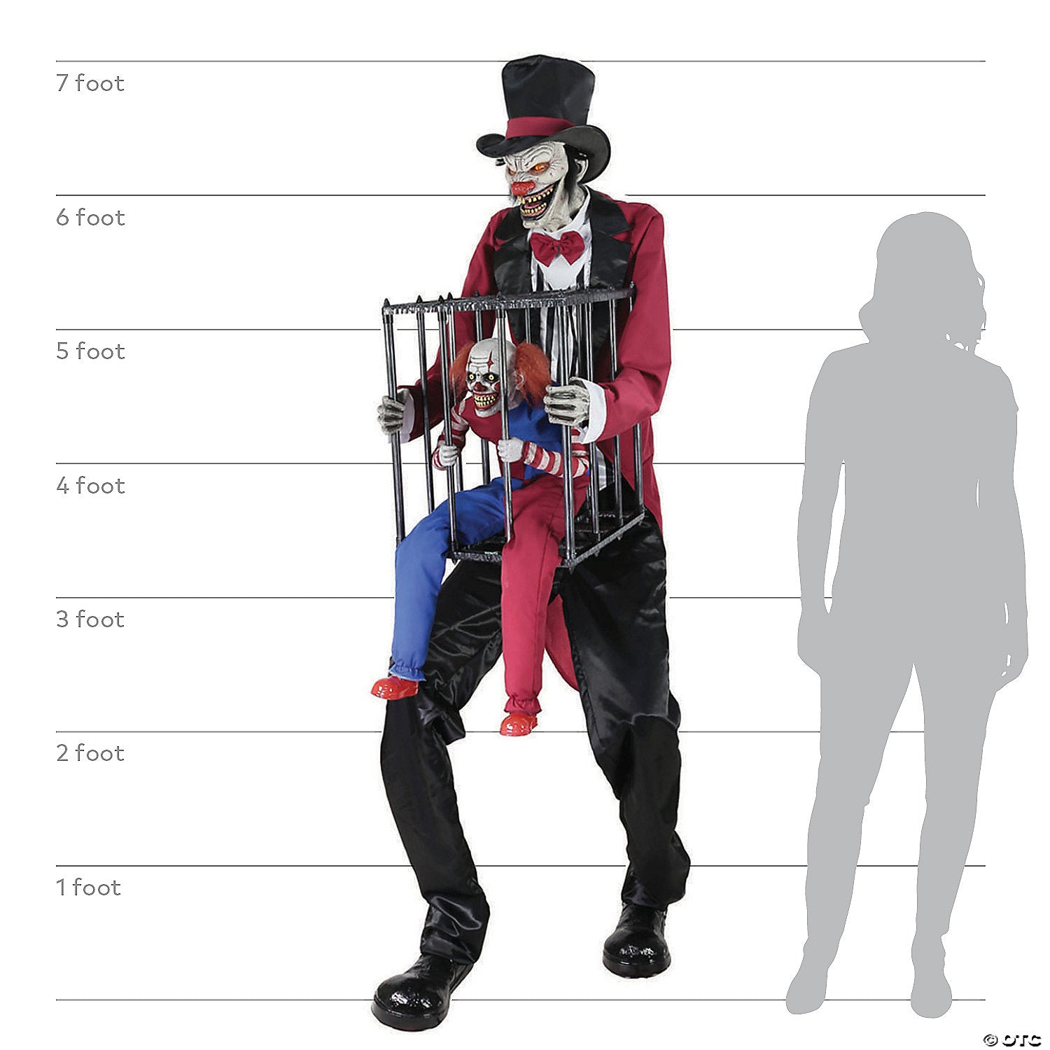 7  rotten ringmaster with caged clown halloween decoration~mr124652-a06