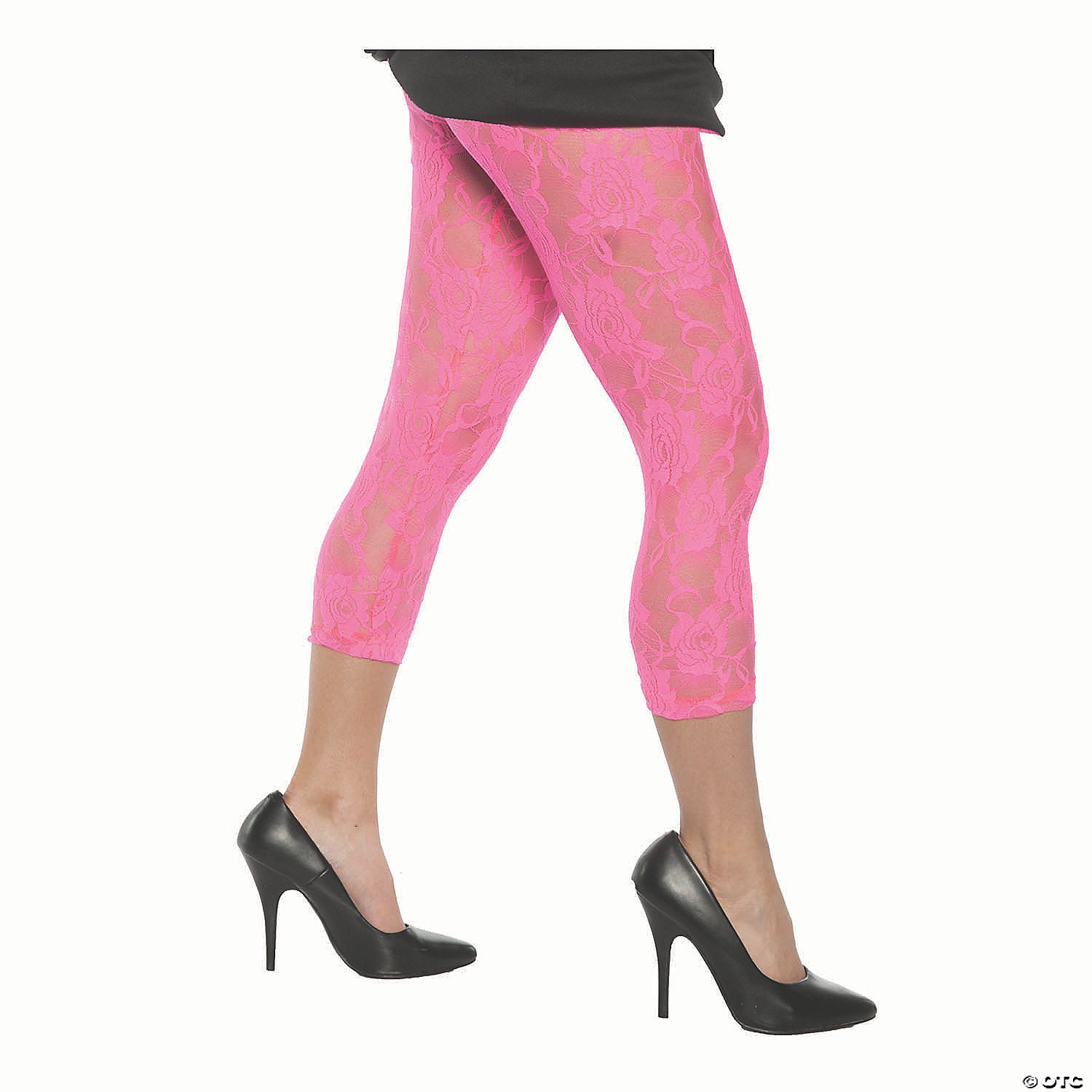 adults neon pink lace leggings   large~ur28270lg