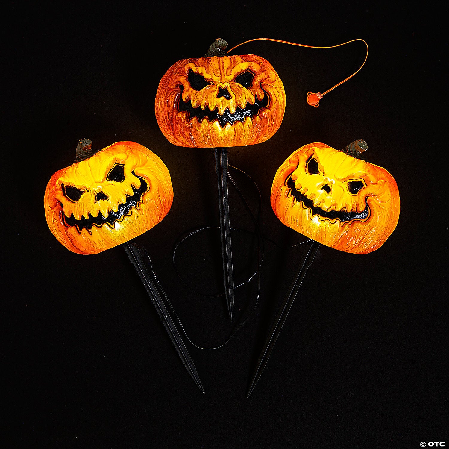 evil jack o  lantern pathway markers   3 pc ~mp41208a