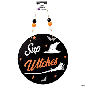 12  wooden round witch sign halloween d& 233 cor~fw95232w