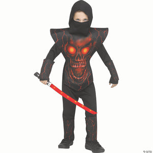 kids red & black polyester demon ninja costume   medium 8 10~fw134192rm