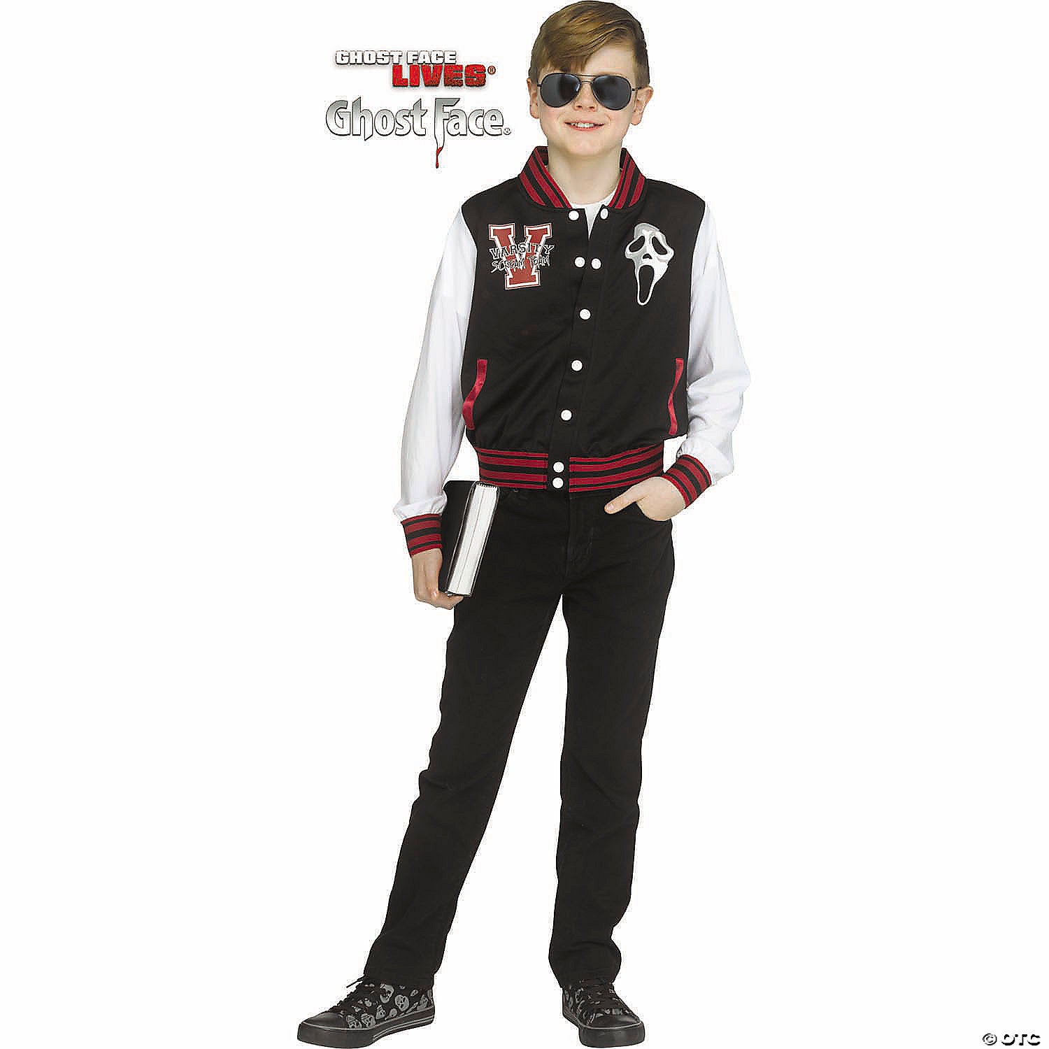 kids scream& 8482  scream team varsity jacket with ghostface costume   medium 8 10~fw134132m