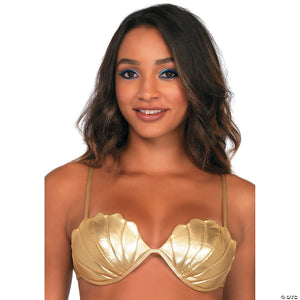 women s gold mermaid shell bra   large~uaa2812lg