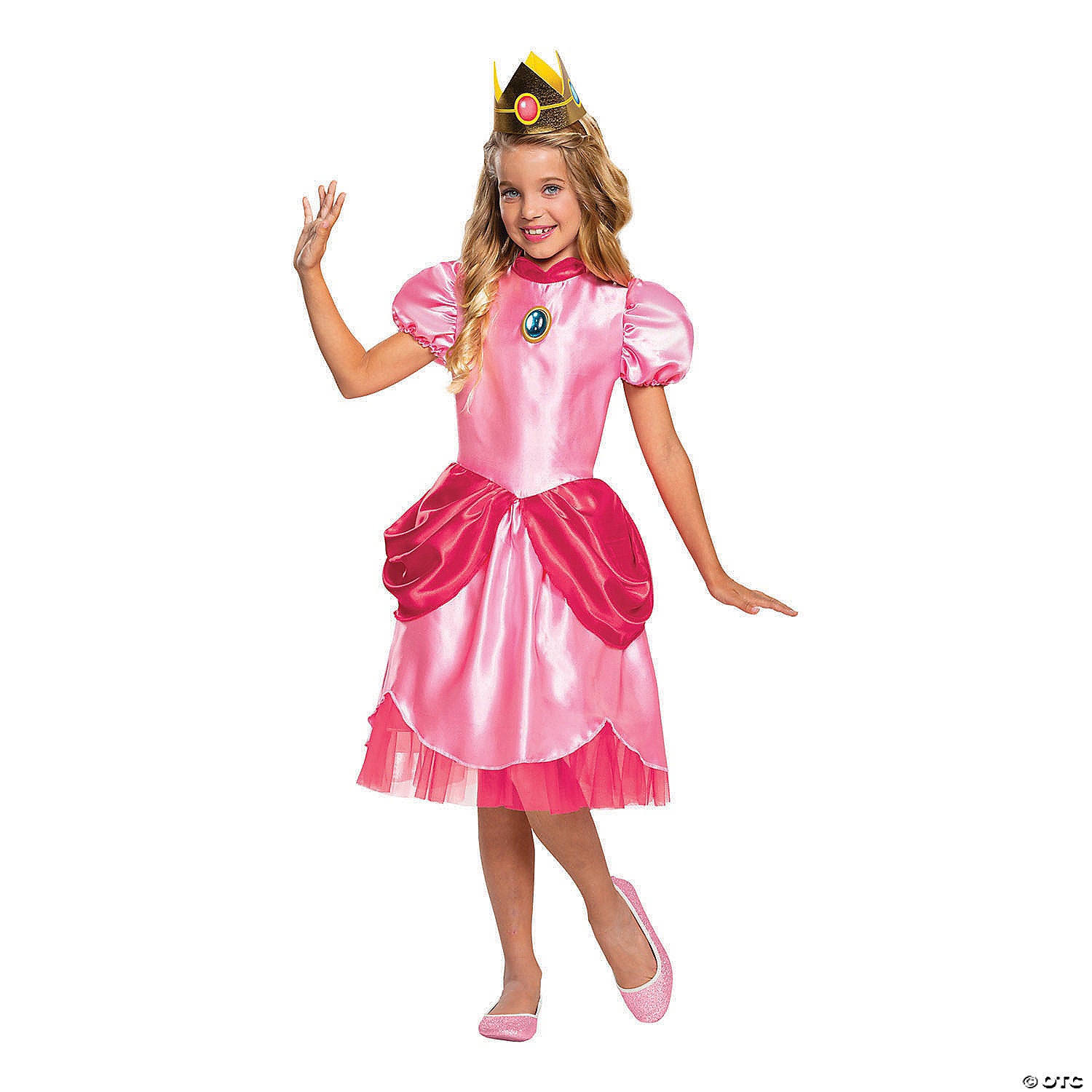 girl s deluxe super mario bros & 8482  princess peach costume   large~dg10690g