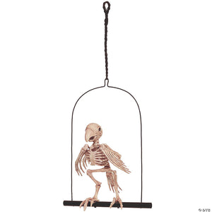 skeleton parrot on a perch halloween decoration~sew80039