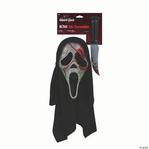 adults scream& 8482  ghost face bling bloody mask & knife costume accessory set~fw93589