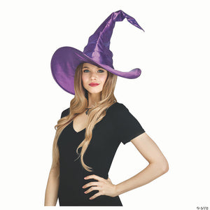 adults purple curved cone polyester witch hat costume accessory~fw93138cp