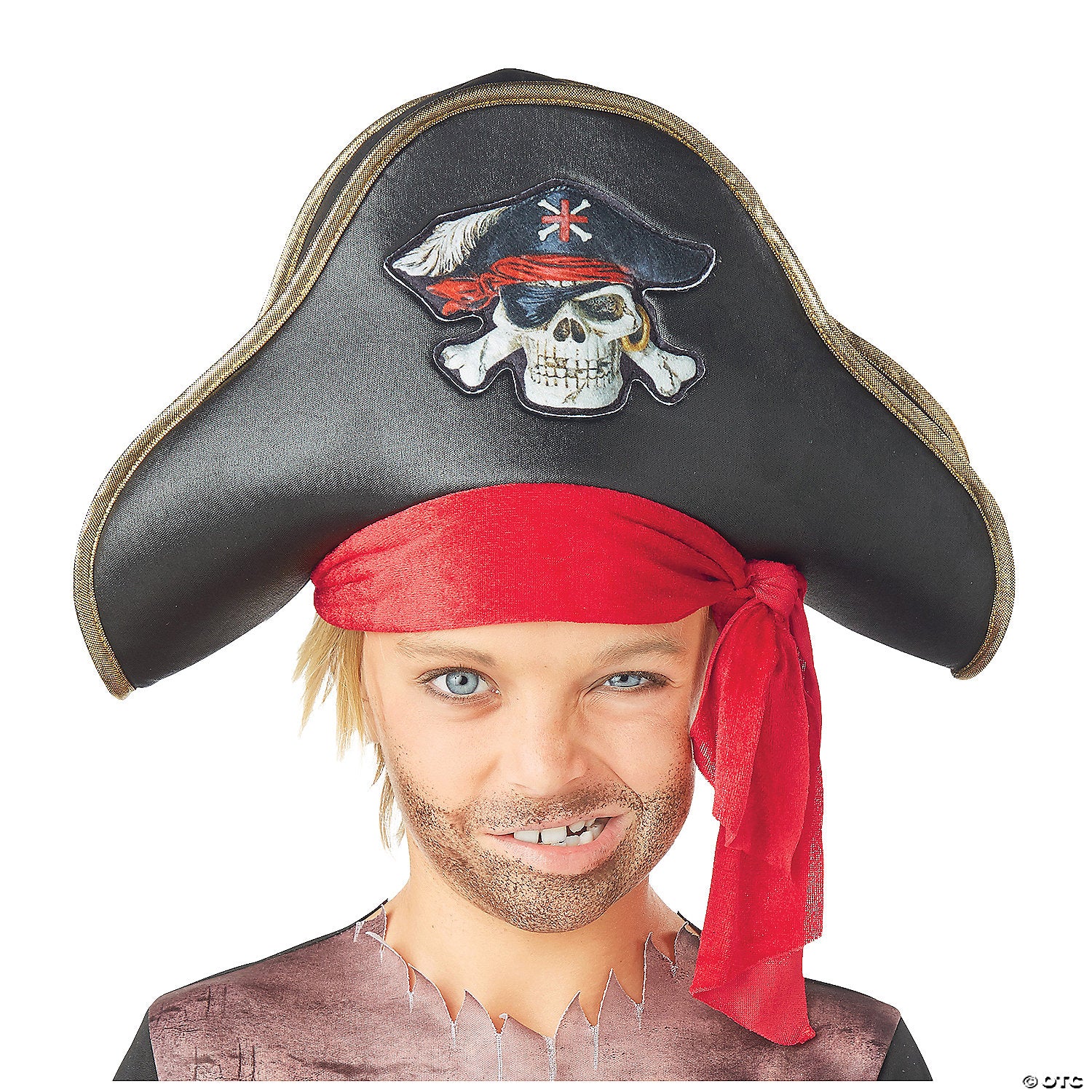 kids black pirate hat with jolly roger~sew10596