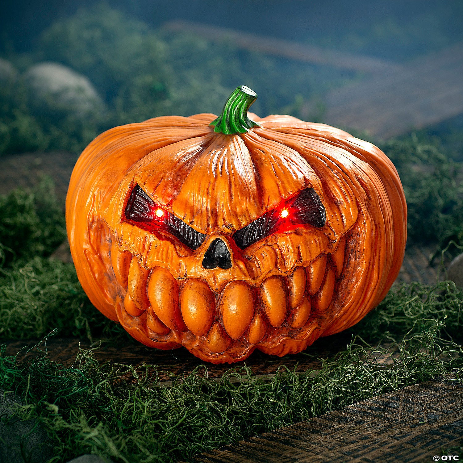 12  light up scary plastic pumpkin with sound halloween decoration~sew84470-a01