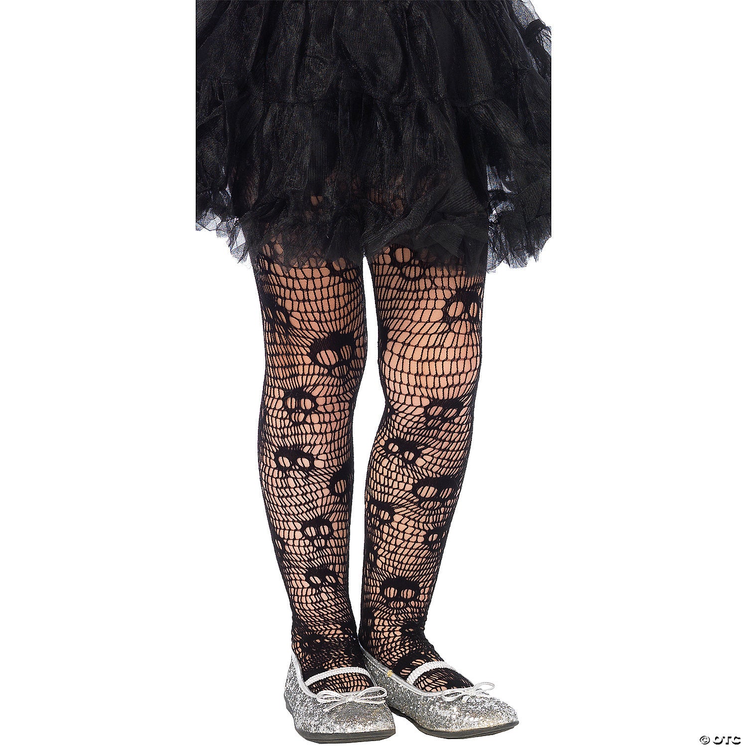 women s skull striped net tights~ua4915md