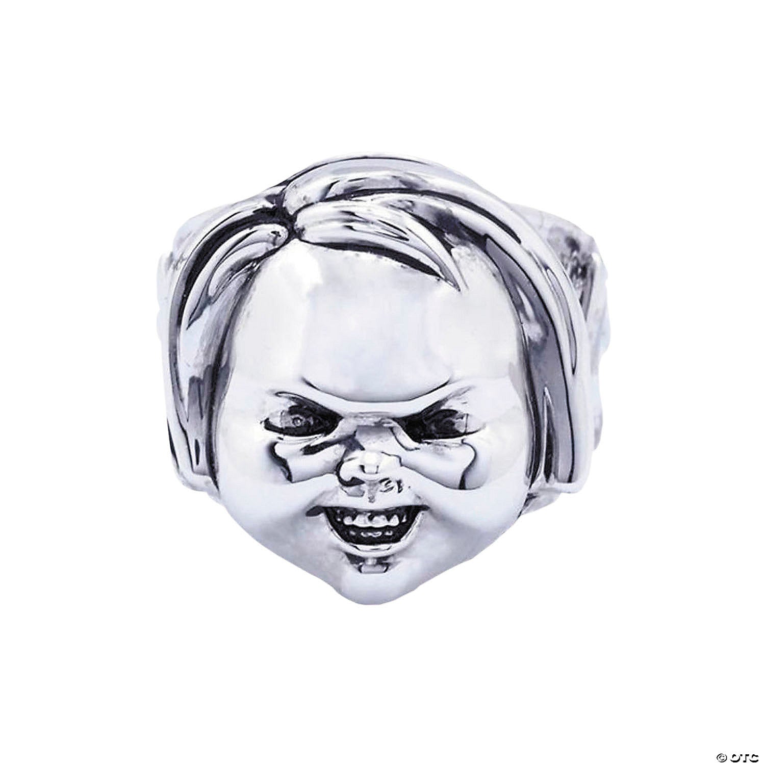 child& 8217 s play 2& 8482  chucky face plated brass ring   size 11~majakus10311