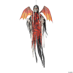 4  animated & light up red skeletal reaper with wings hanging decoration~atc00116-a02