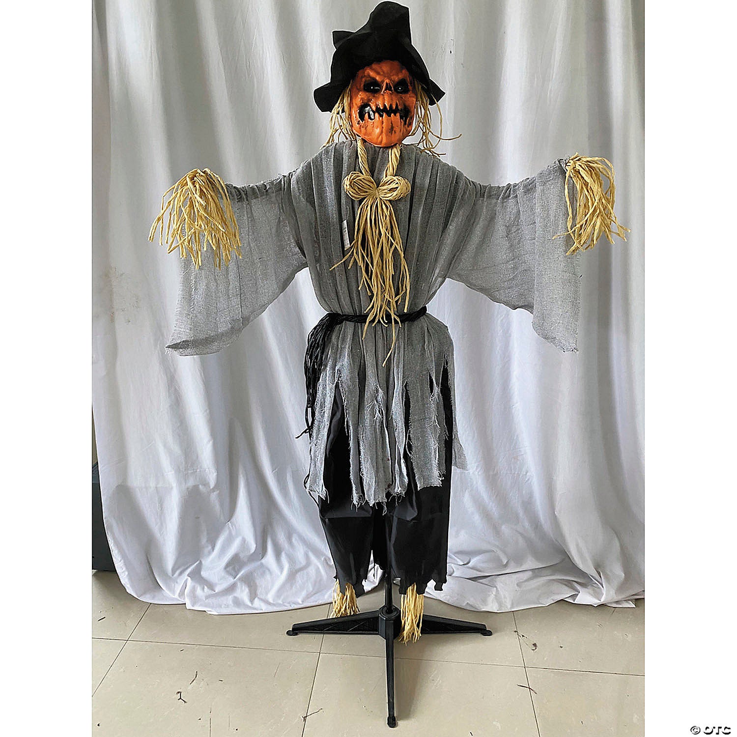 4  animated head turning pumpkin scarecrow halloween decoration~atc00081