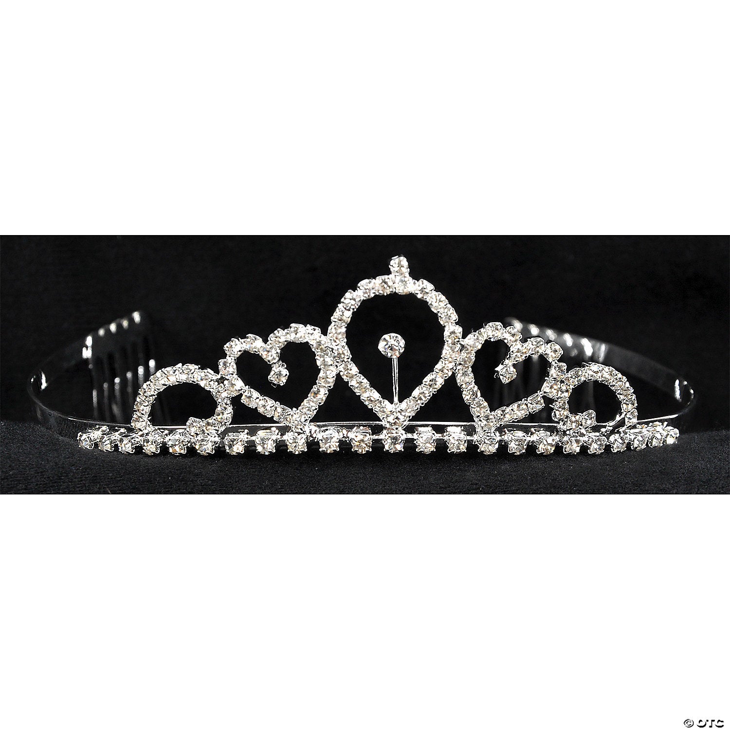 kids clear rhinestone single point tiara with hearts~gb52