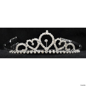 kids clear rhinestone single point tiara with hearts~gb52