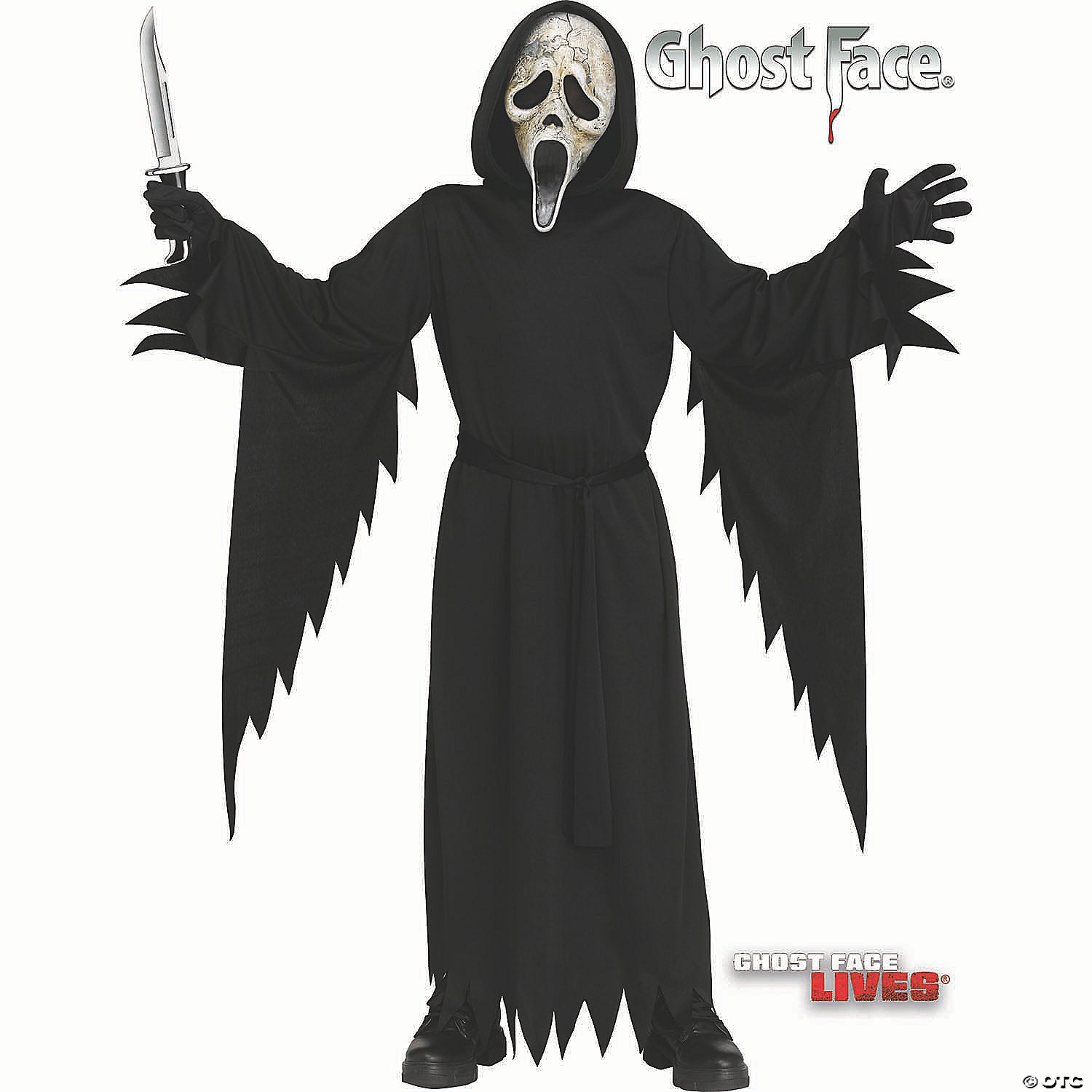 Kids Scream IV™ Ghost Face® Black Polyester Robe with Mask Costume - Large 12-14