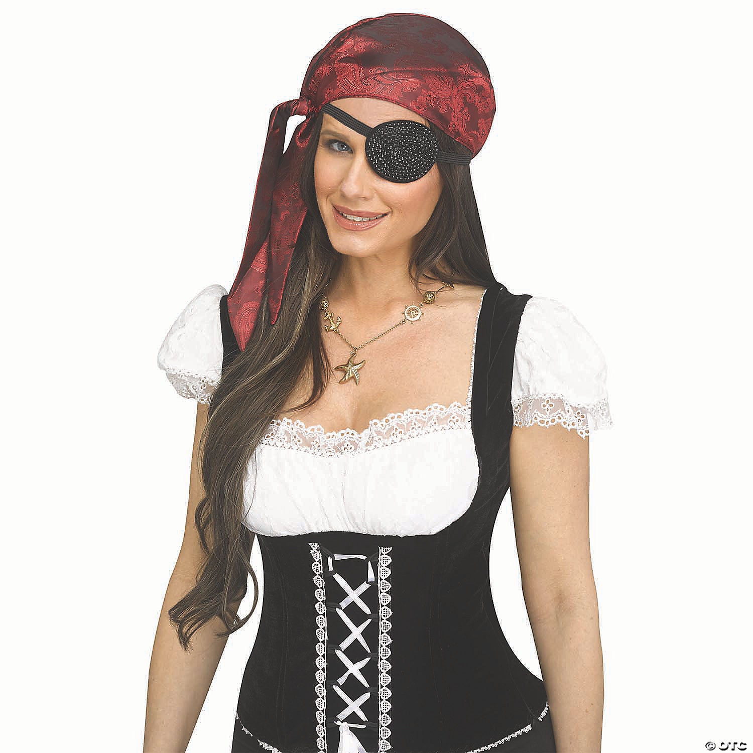 black plastic pirate eye patch with black rhinestone bling costume accessory~fw96823