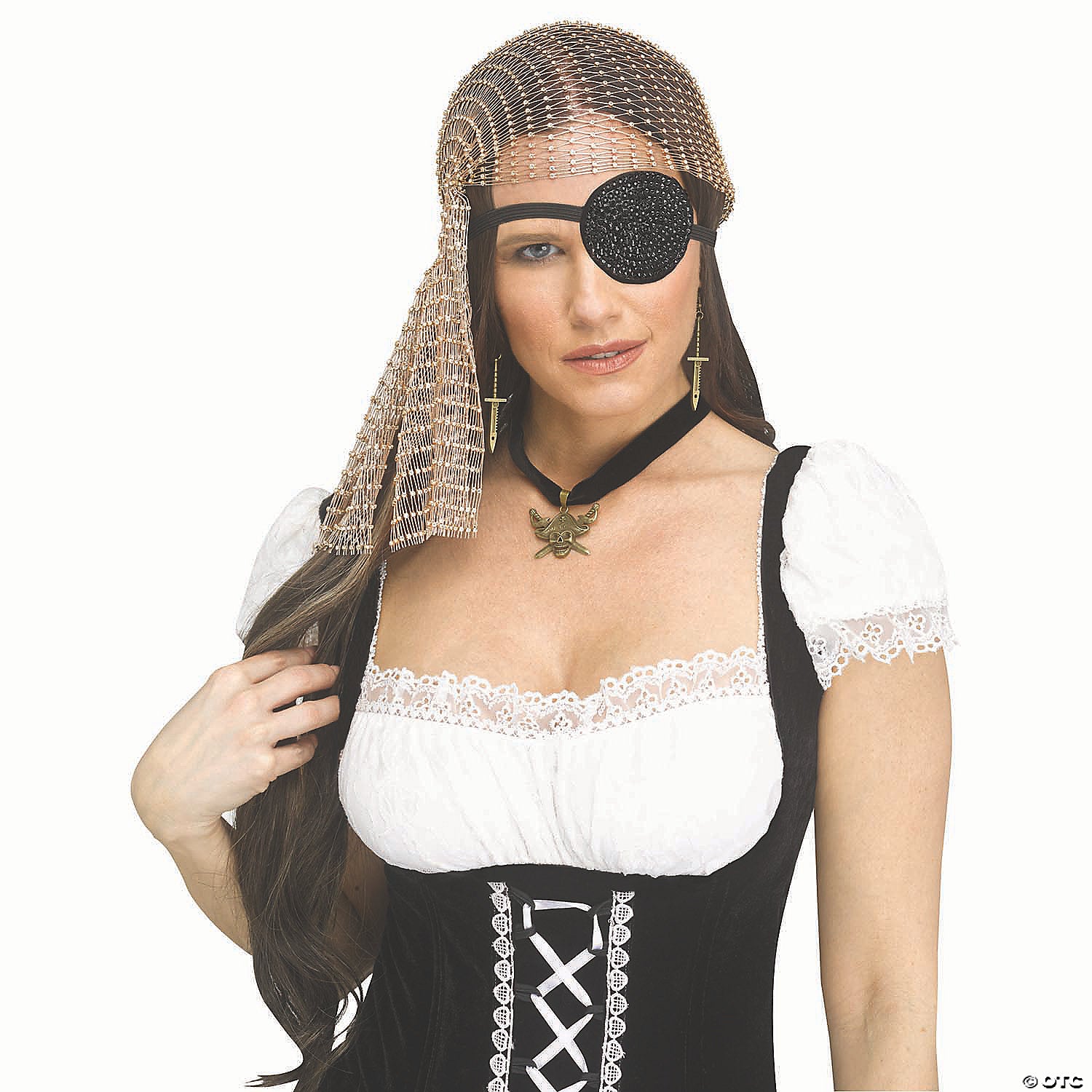 adults gold rhinestone bling pirate costume accessory kit~fw96956gd