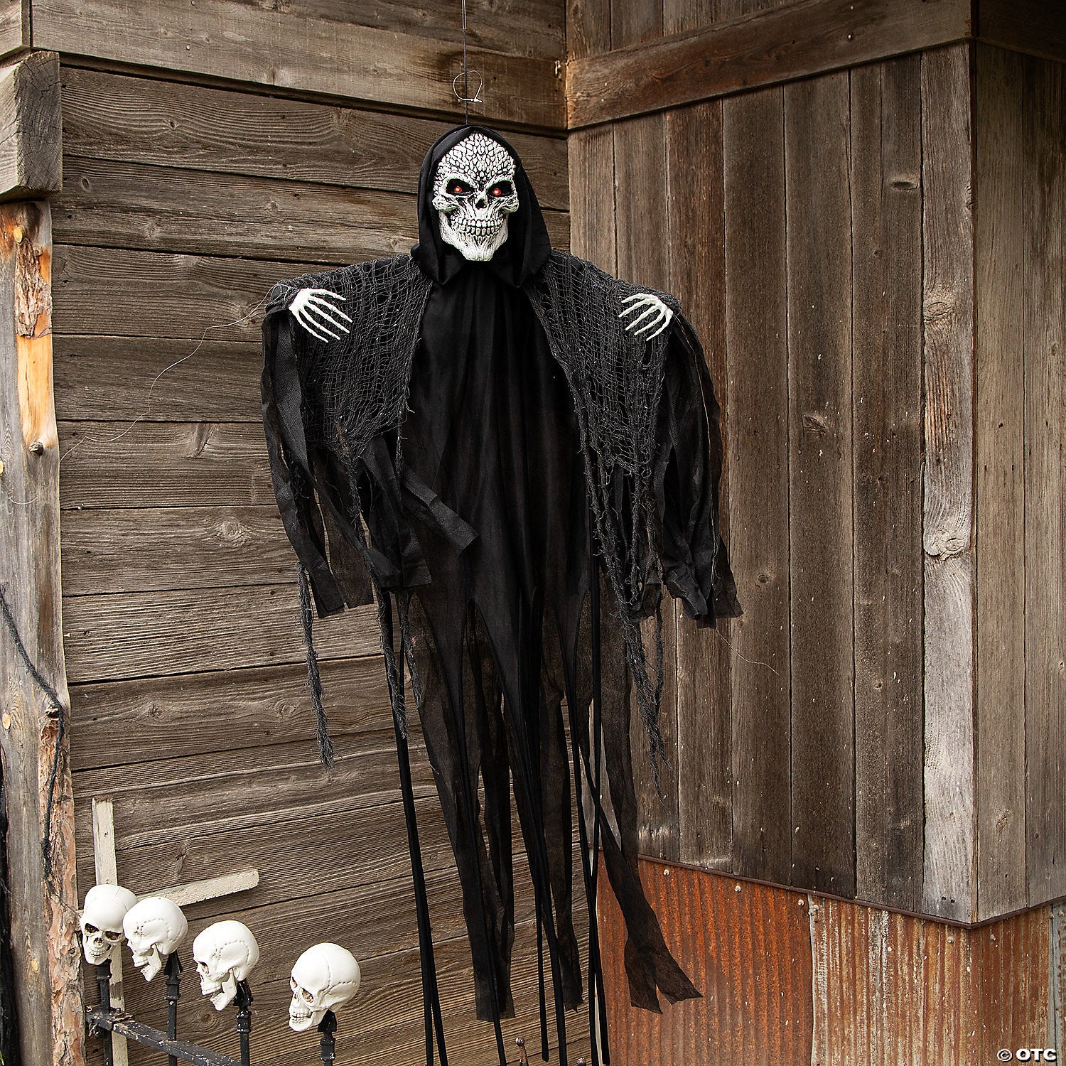 4 Ft. Hanging Animated Black Skeleton Reaper Halloween Decoration