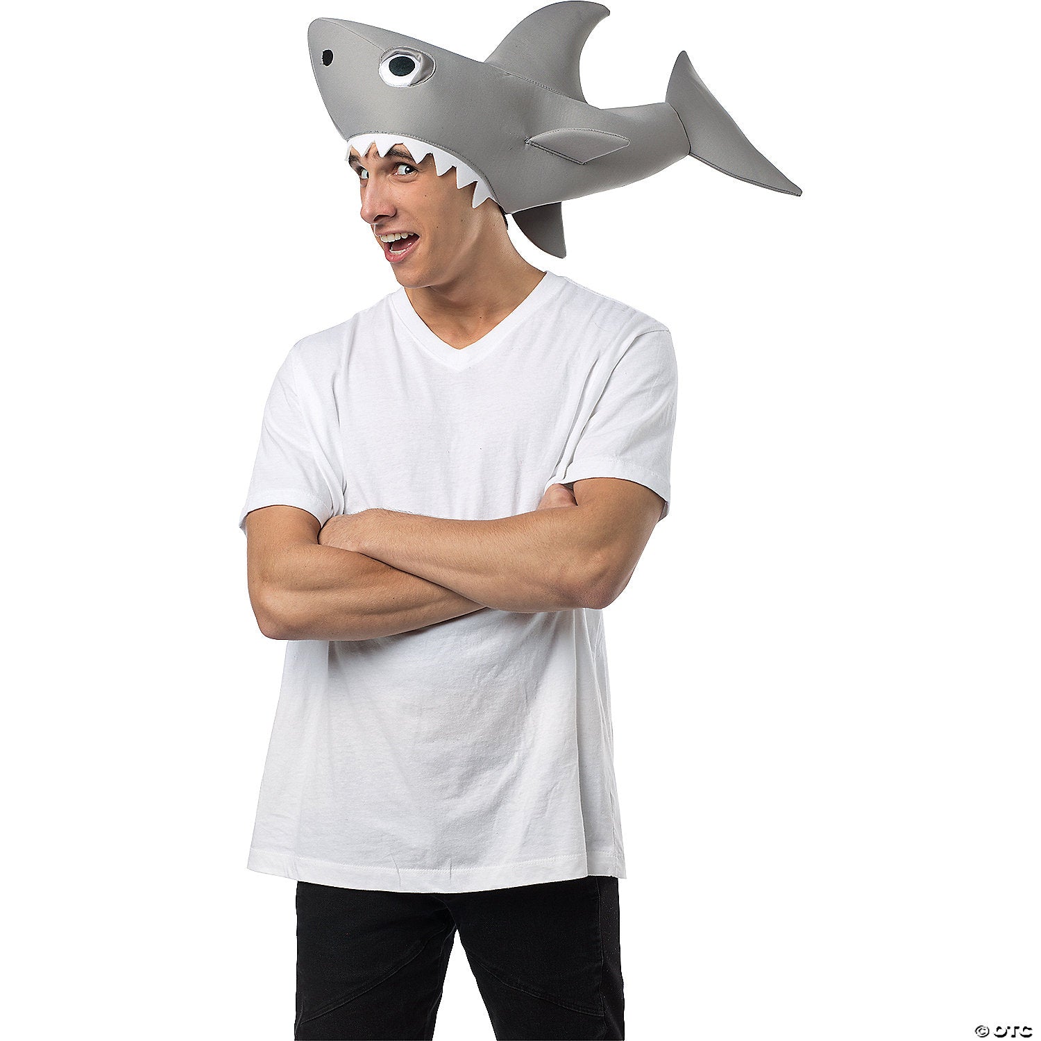 adults gray man eating shark hat~gc1904