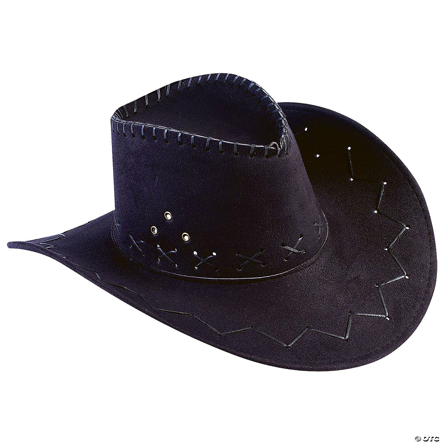 adults black cowboy hat with stitching~fm61221