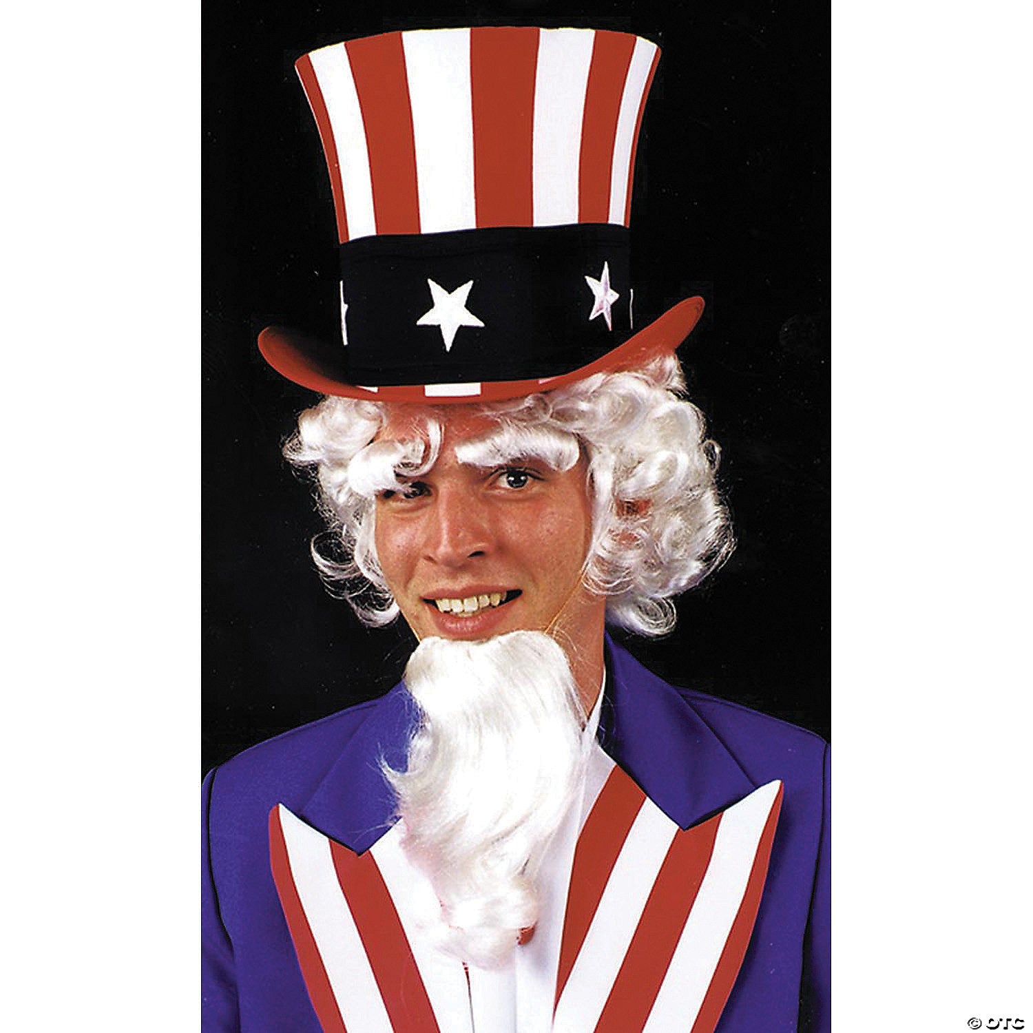 white uncle sam wig with goatee & eyebrows~cb50