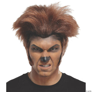 dark brown short wolfman wig with sideburns~mr178050