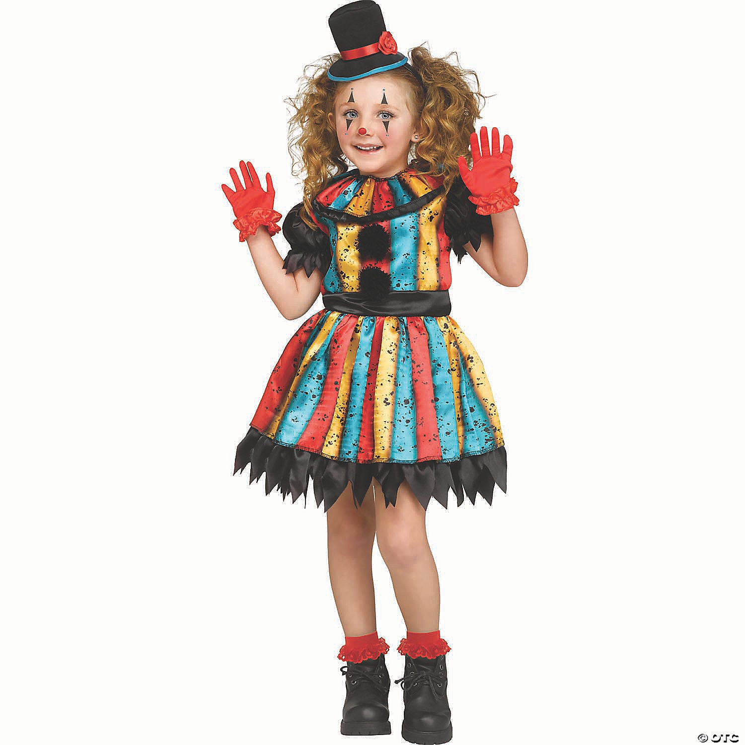 toddler colorful carny clown dress halloween costume   2t~fw127081s