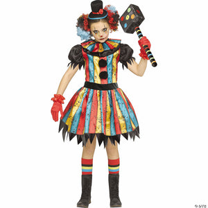 girl& 8217 s multicolor polyester carny clown costume   large 12 14~fw127082l