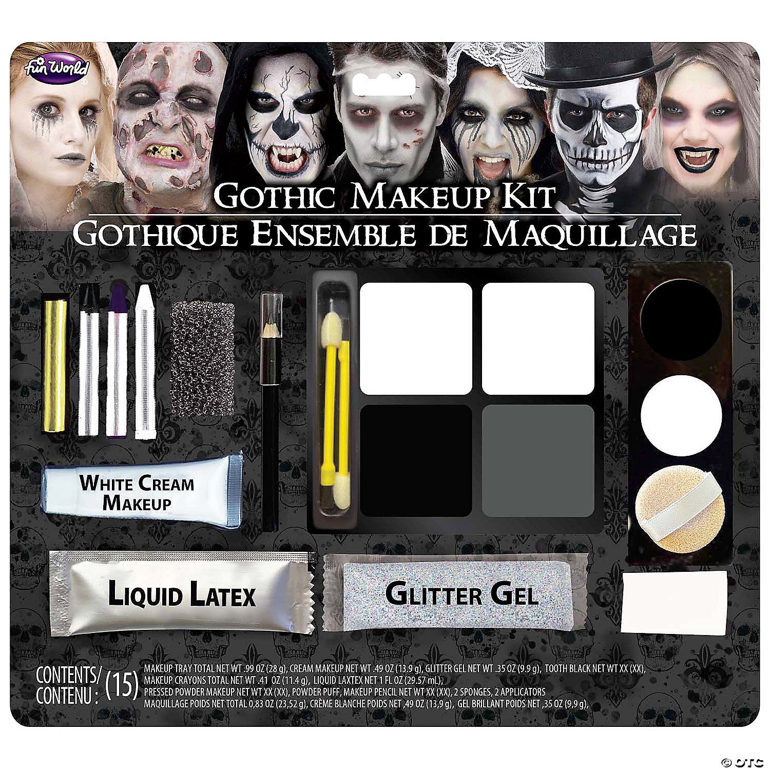 6 color goth makeup kit with sponges & application brushes~fw5541ckw