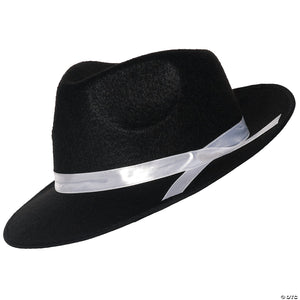 adults black gangster hat with white hatband~ur30587