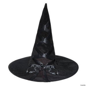 adults black witch hat with black satin ribbon~ur30780os