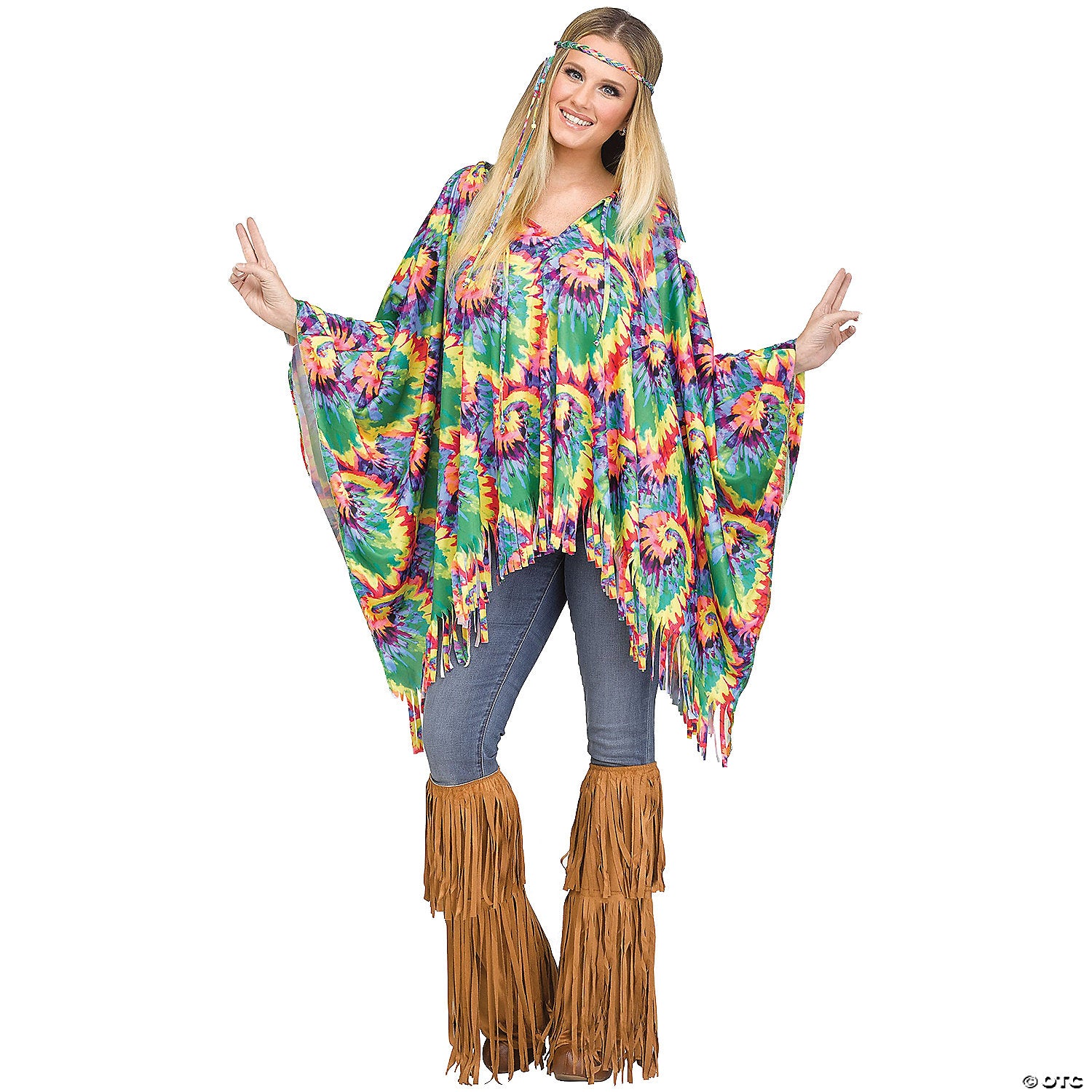 adults tie dye hippie poncho~fw90421-a01