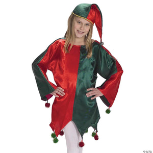 kids satin jingle elf costume   size 4 8~ae1103ssd