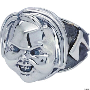 child& 8217 s play& 8482  chucky face sterling silver ring   size 11~majakus10011