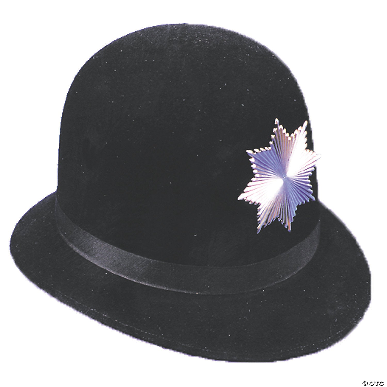 adults black keystone cop hat with metal badge~ga28md